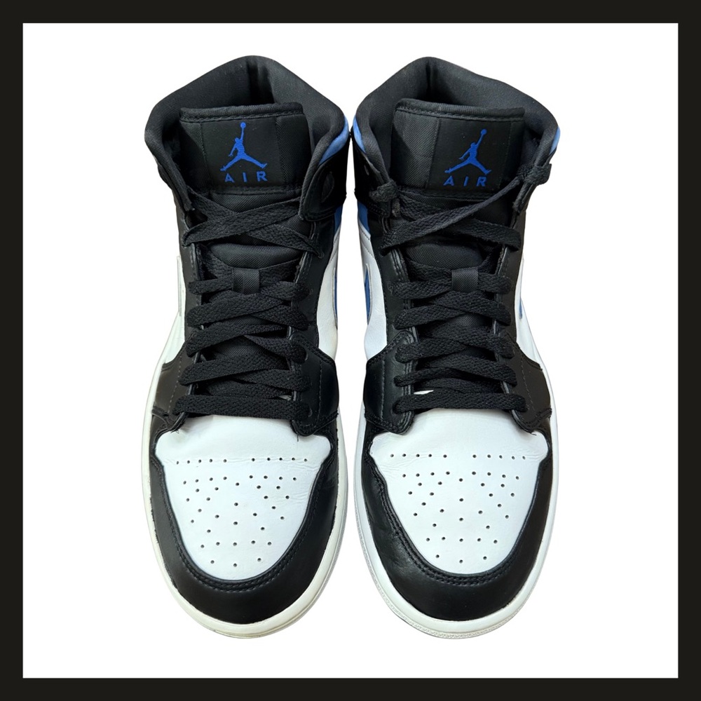 Nike Air Jordan 1 Mid 554724-140 Racer Blue Black White Mens 9.5 Great Condition - Picture 12 of 16